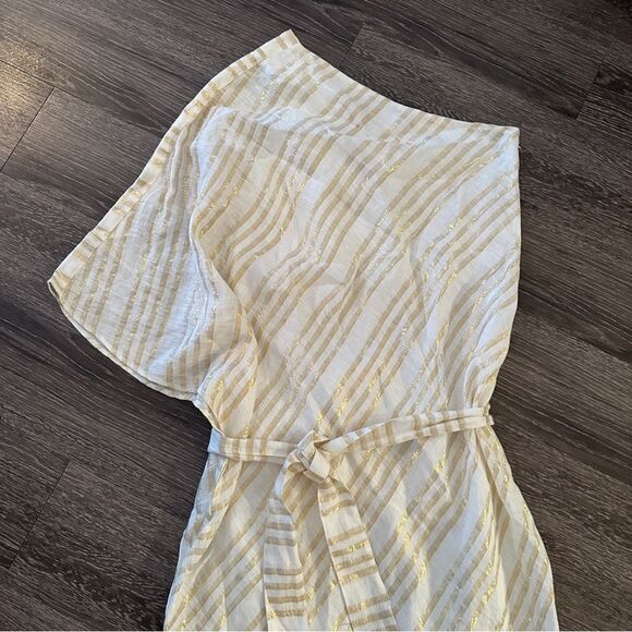 Calypso St Barth Adela One Shoulder Linen Blend Belted Maxi Dress - Picture 3 of 7